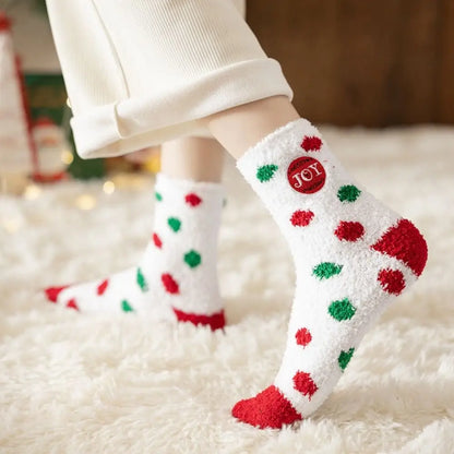 Cute Santa & Elk Socks – Thick Cozy Floor & Sleep Socks