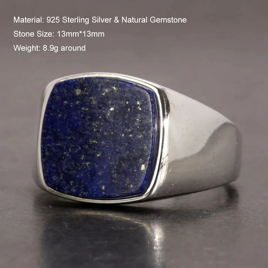 925 sterling silver men’s ring with premium natural stone