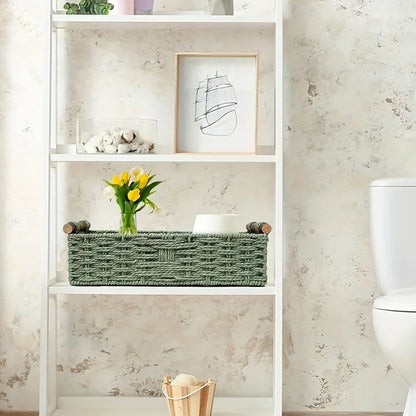 Durable wicker organizer basket—perfect for shelves, countertops, and décor