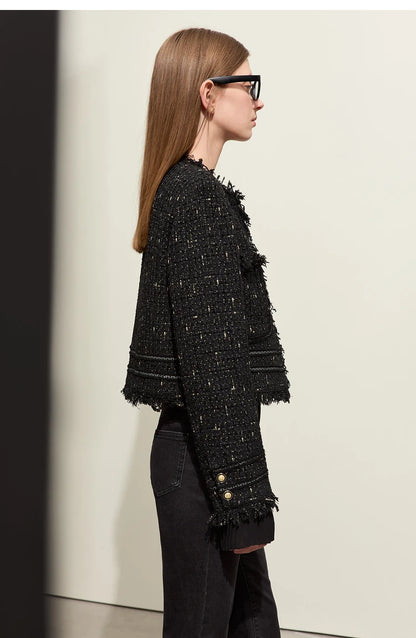 Women’s AMII minimalism chambray tweed short jacket
