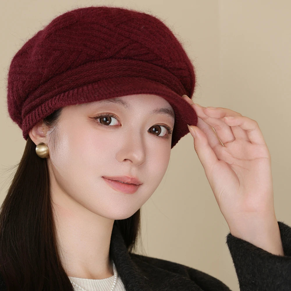 Rabbit Fur Blend Beanie – Casual Streetwear Winter Cap