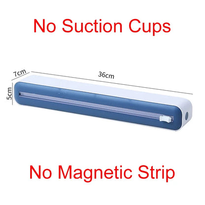 Foil and film storage box with built-in blade