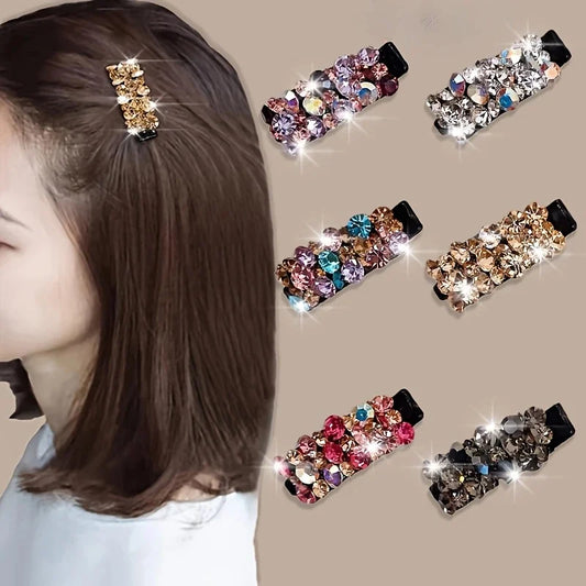 6PCS Rhinestone Hair Clips – Sparkling Crystal Side Clips
