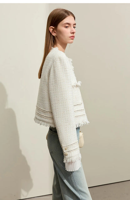 Women’s AMII minimalism chambray tweed short jacket