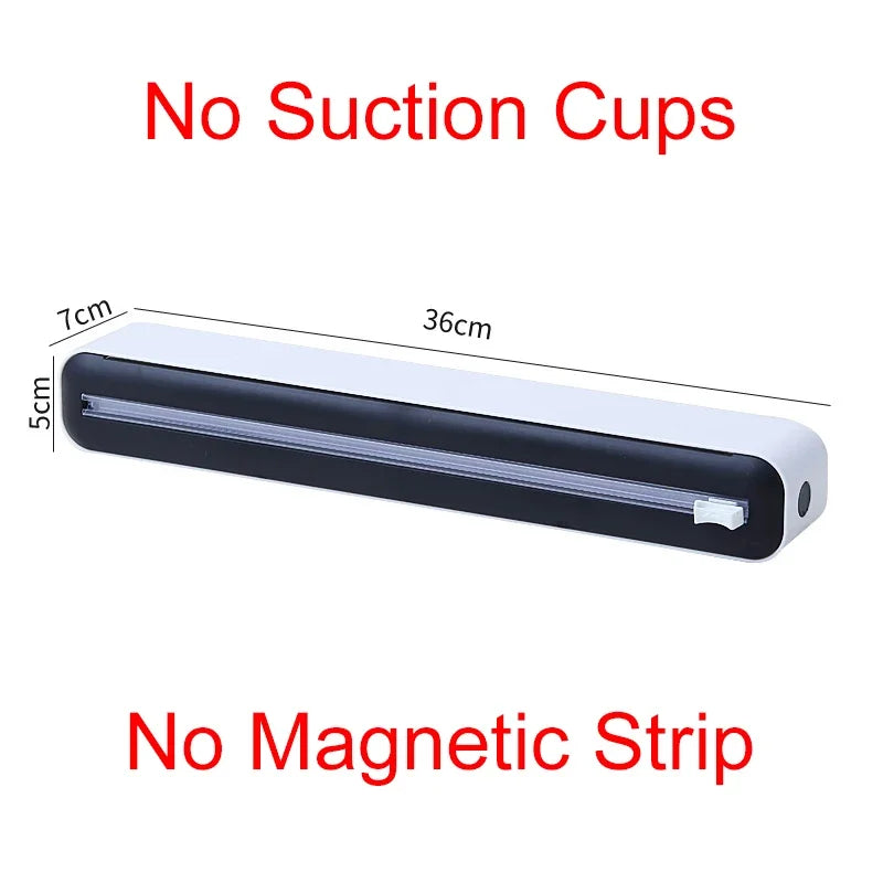 Foil and film storage box with built-in blade