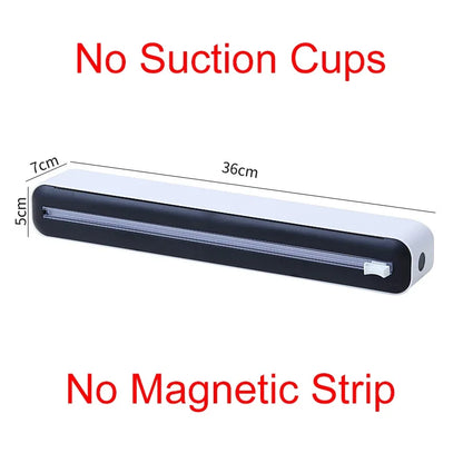 Foil and film storage box with built-in blade