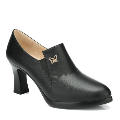 Chic Leather Women’s Pumps – Trendy Spring Office Shoes