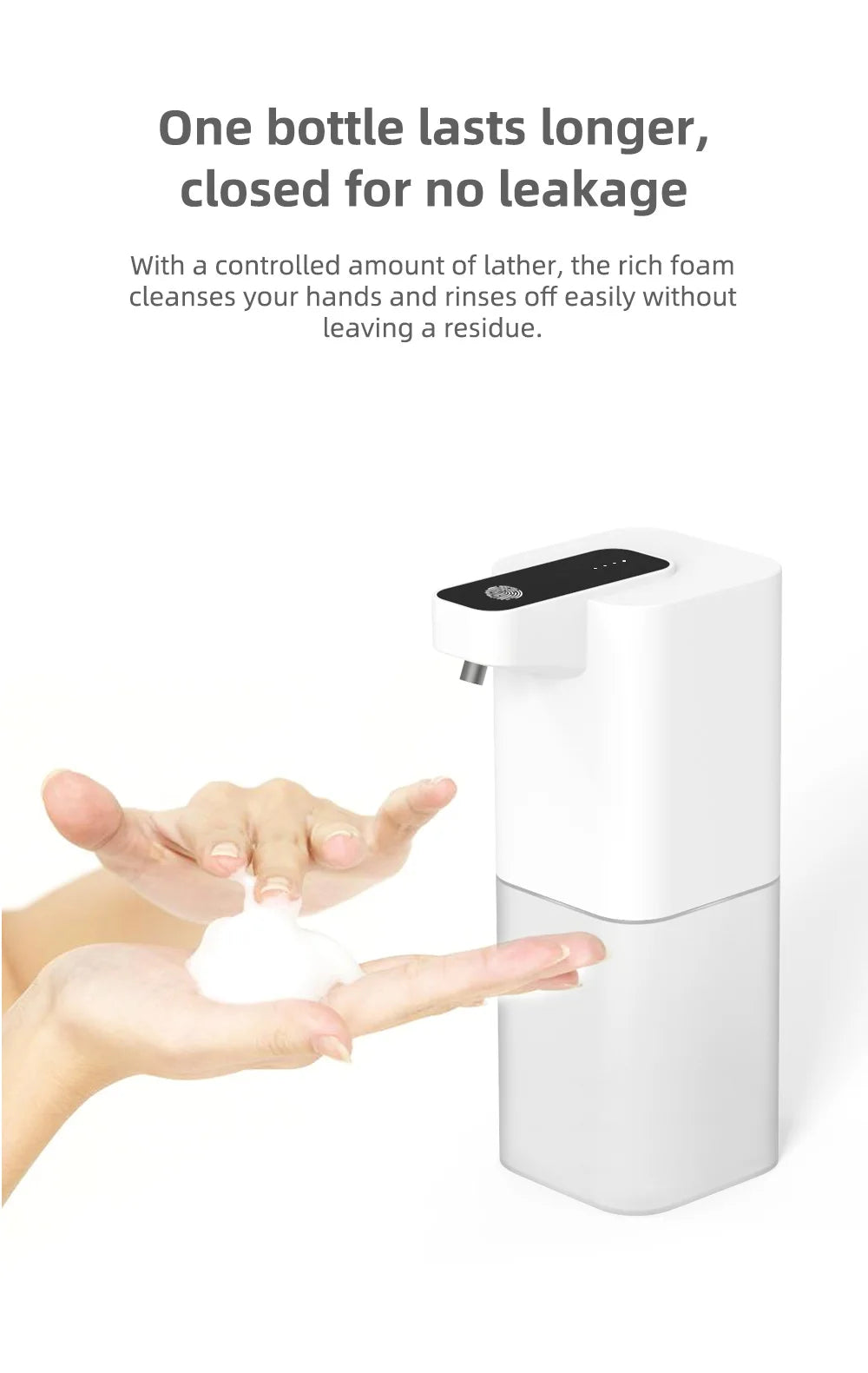Rechargeable touch-free hand soap dispenser for clean, easy use