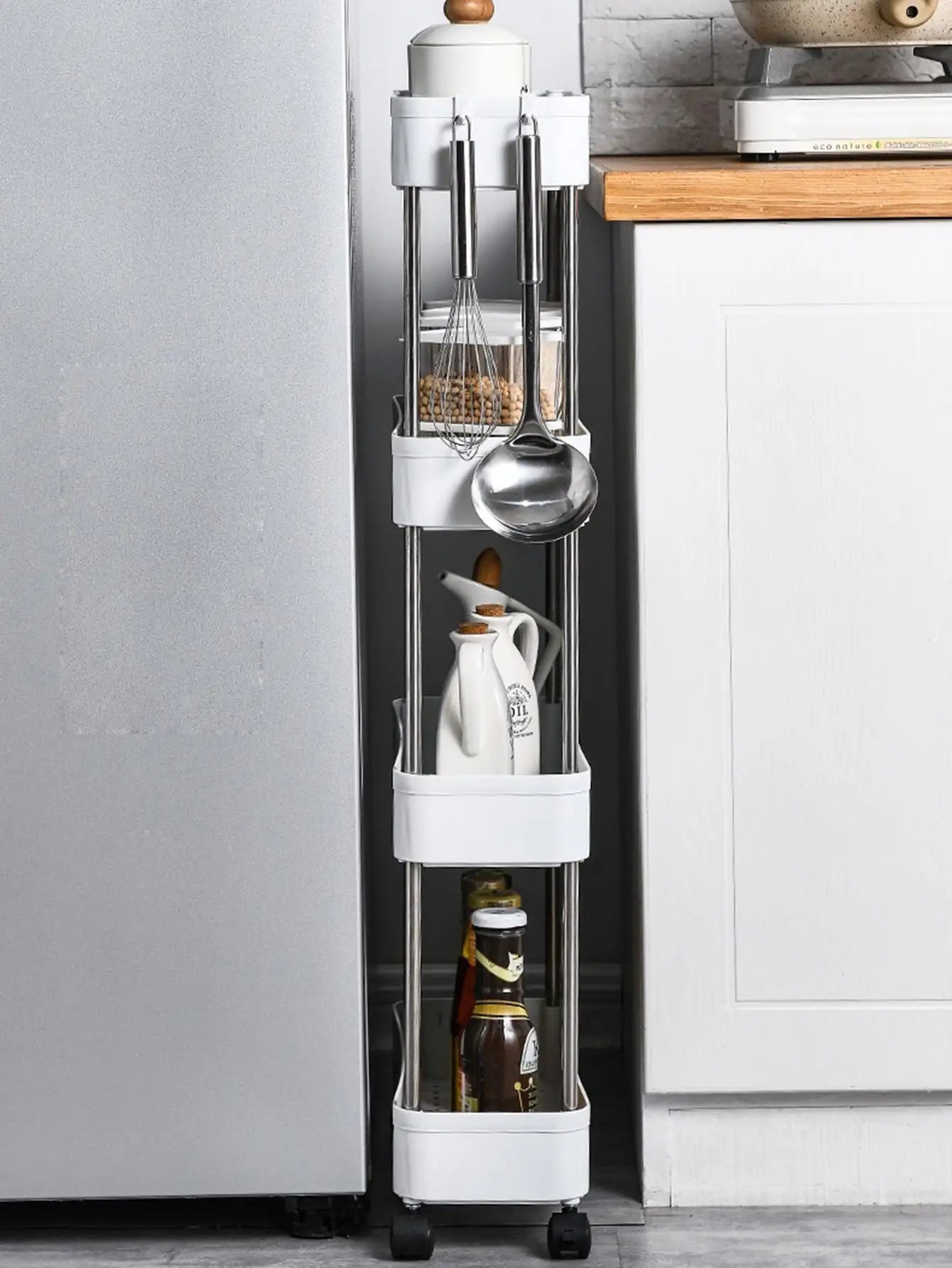 Movable slim storage rack for versatile home organization