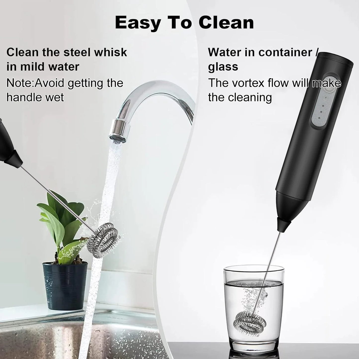 Portable milk frother and eggbeater with rechargeable design