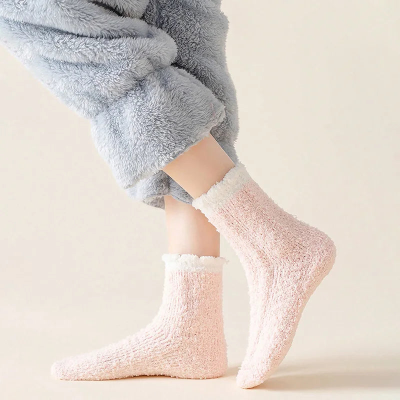 4 Pairs Women’s Fuzzy Socks – Warm, Thick & Soft