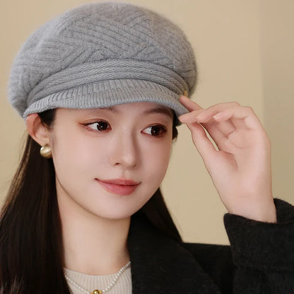 Rabbit Fur Blend Beanie – Casual Streetwear Winter Cap