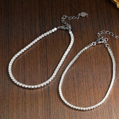 Fine Moissanite Tennis Bracelet – 18K White Gold Plated, Delicate Gift
