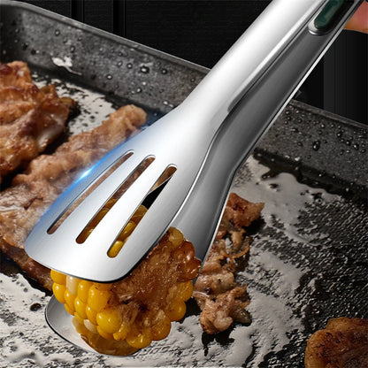 Non-slip stainless steel food tongs for cooking