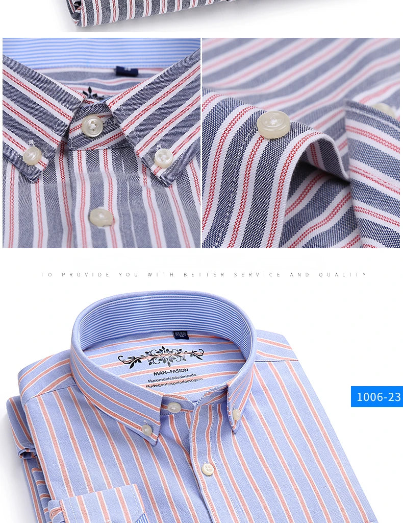 Men’s 100% cotton plaid shirt, stylish slim design for office or casual