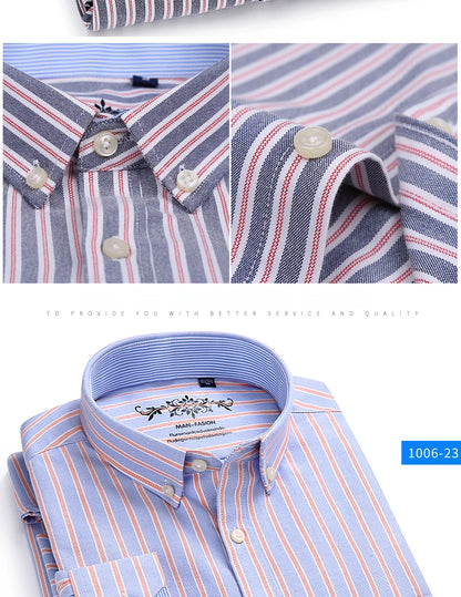 Men’s 100% cotton plaid shirt, stylish slim design for office or casual