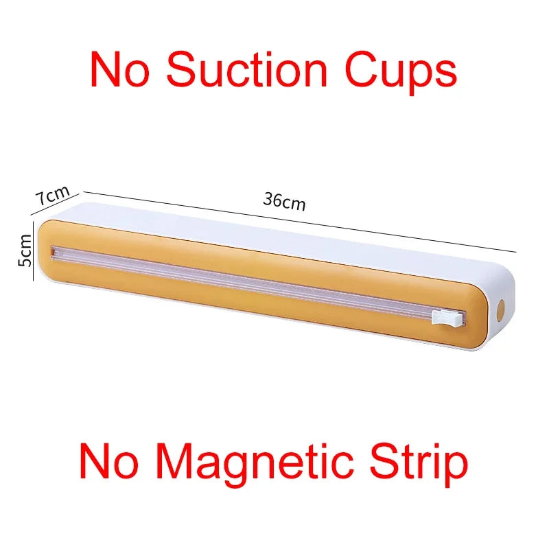Foil and film storage box with built-in blade