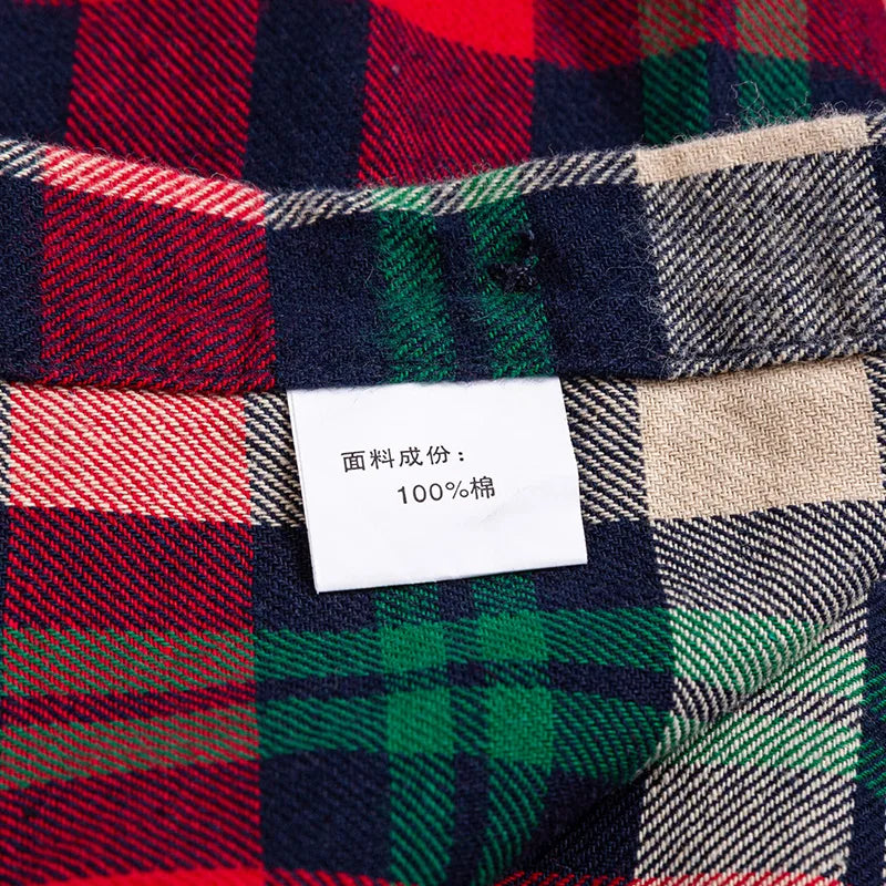 Big-size 8XL flannel shirt, soft 100% cotton, classic plaid