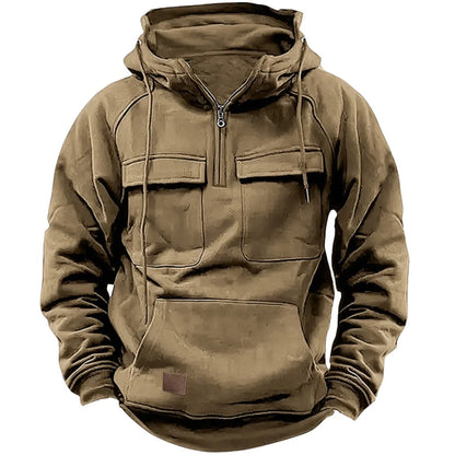 Men’s thick outdoor hooded sweatshirt with pockets