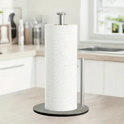 Countertop paper towel holder, sleek stainless finish