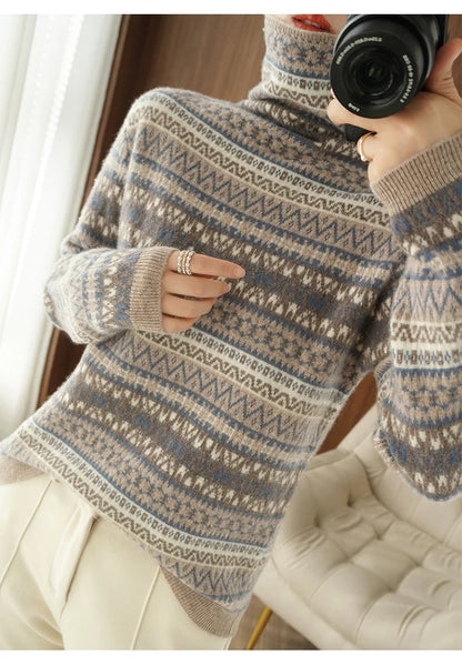 Women’s 100% wool cashmere high-neck sweater