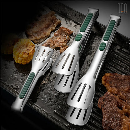 Non-slip stainless steel food tongs for cooking
