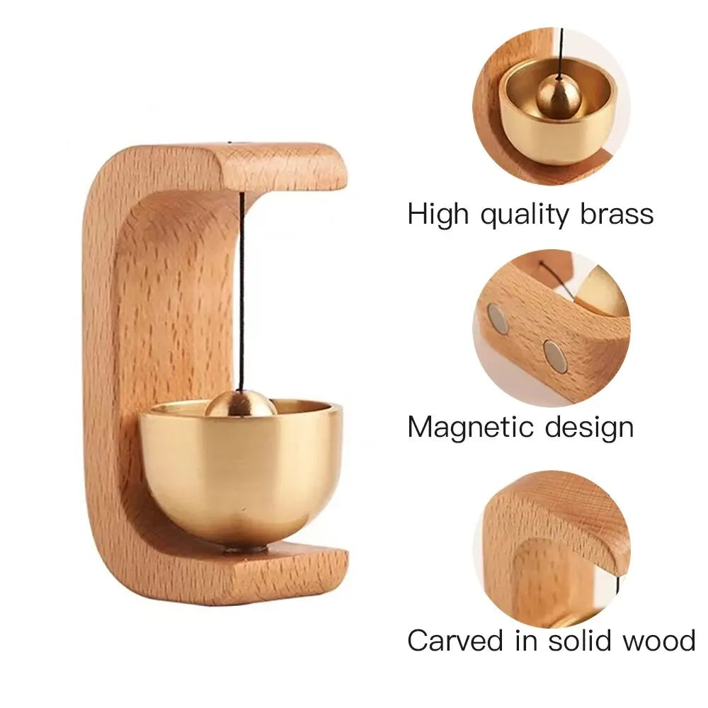 Magnetic wood wind-bell with copper chime