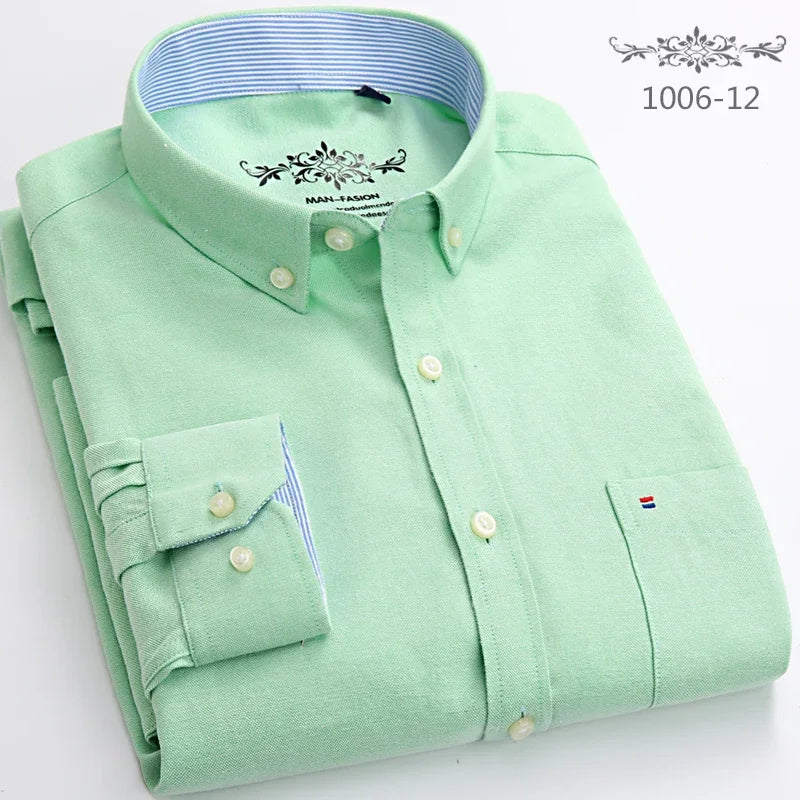 Men’s 100% cotton plaid shirt, stylish slim design for office or casual