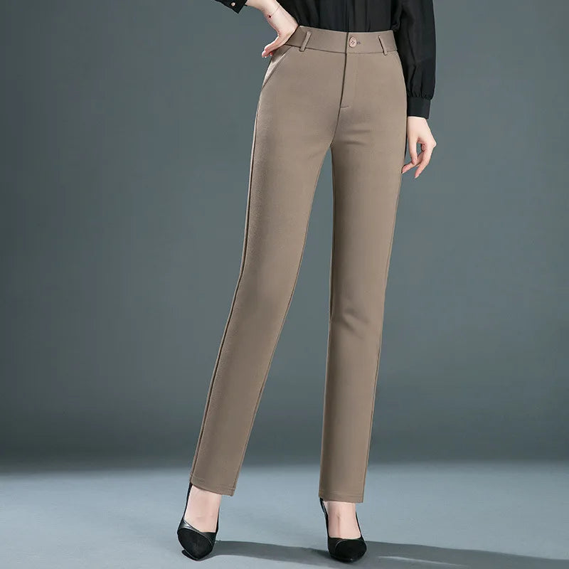 Women’s high-waist stretch casual trousers