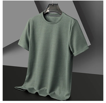 Men’s summer waffle round-neck T-shirt