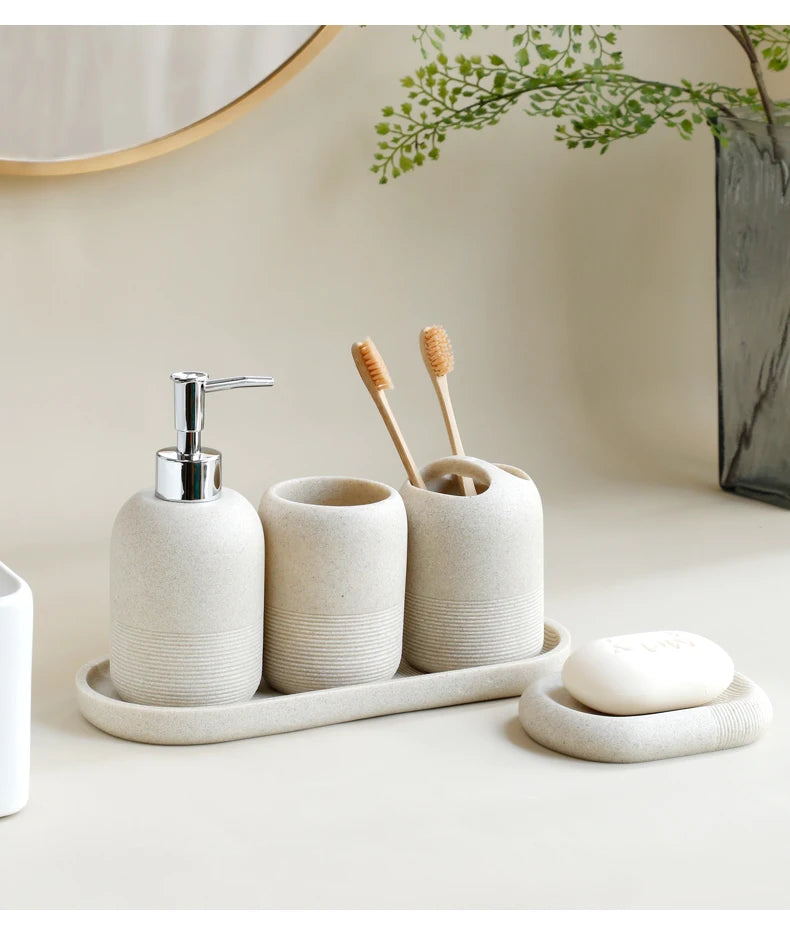 Functional 5-piece set for modern bathroom organization