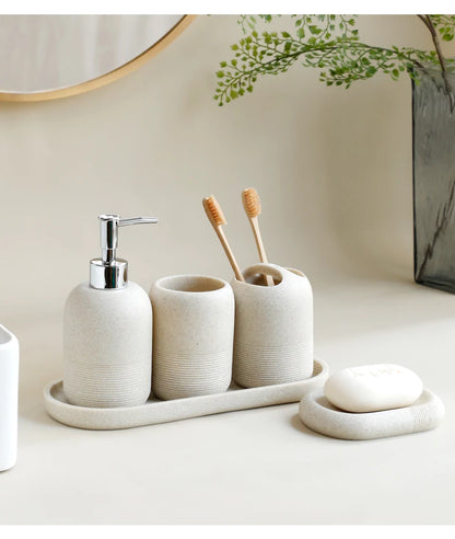 Functional 5-piece set for modern bathroom organization