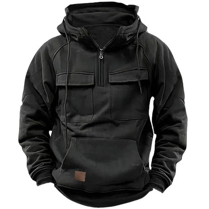 Men’s thick outdoor hooded sweatshirt with pockets