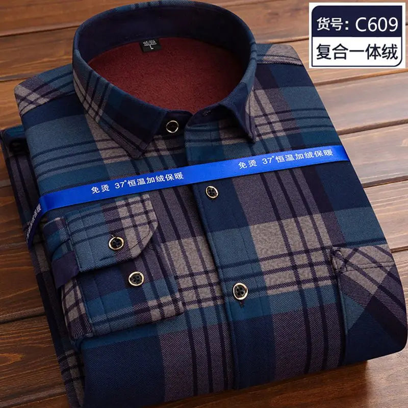 Men’s winter plaid shirt—soft, thick, and ideal for cold weather
