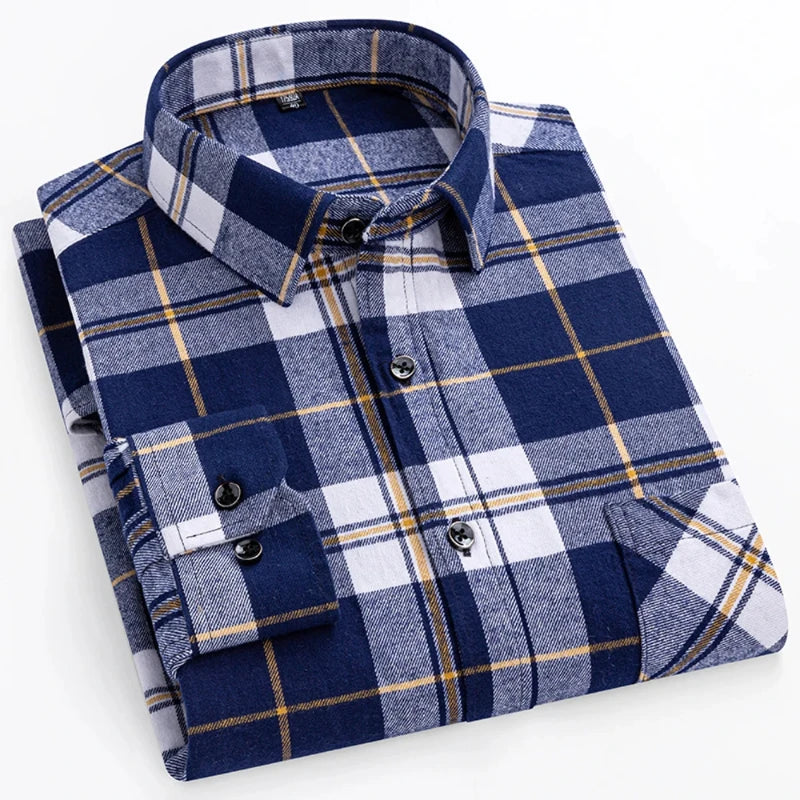 Ultra-soft 100% cotton flannel shirt, up to 11XL, cozy and stylish