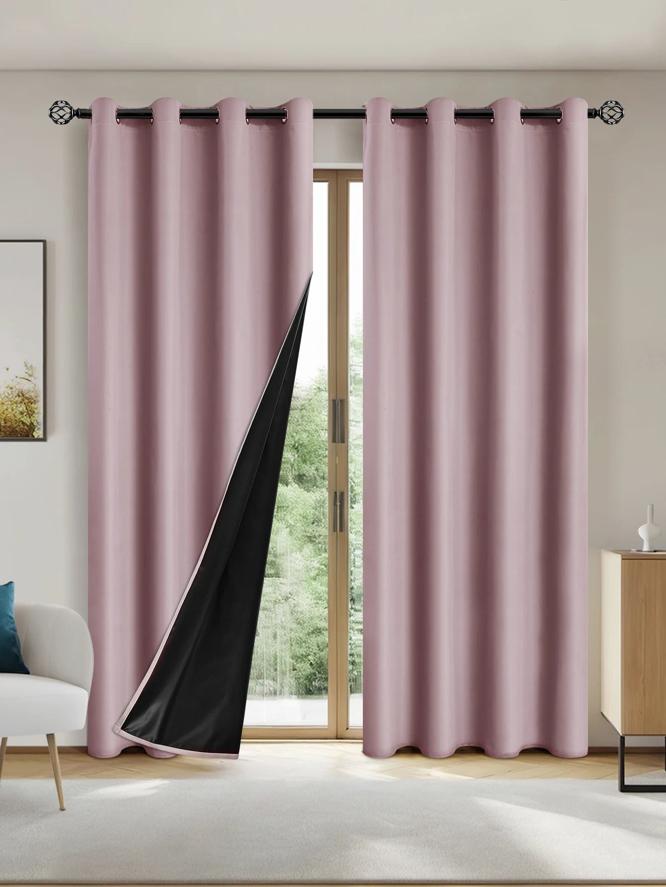Privacy Drapes for Bedroom, Living Room,100% Blackout Curtains with Grommets.