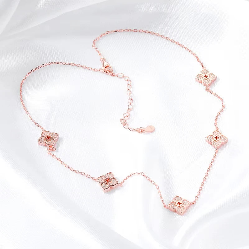 Floral Moissanite Choker – 925 Silver, Elegant Neck Chain