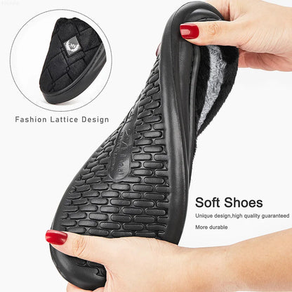 Men’s Furry Plaid Winter Slippers — EVA Memory Foam, Plush Lining, Non-Slip Sole