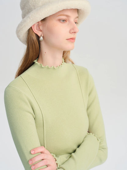 Women’s petite half-high collar embroidered knit sweater