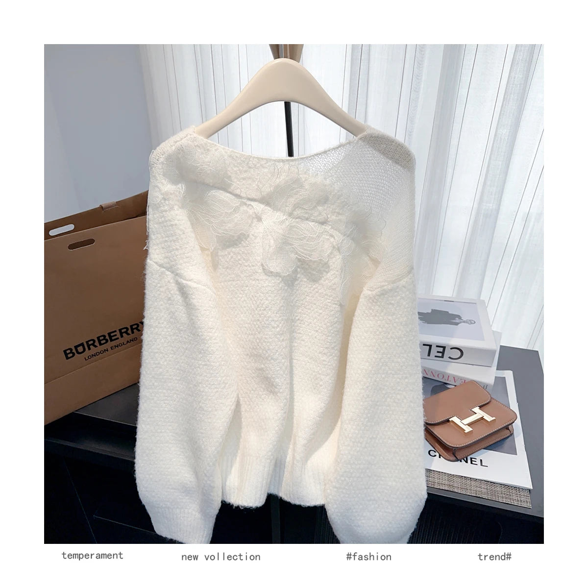 Women’s Korean lazy lace splicing sweater