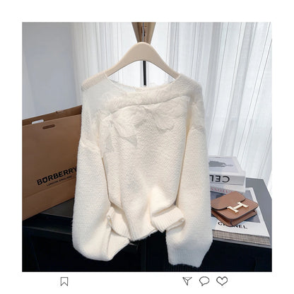Women’s Korean lazy lace splicing sweater