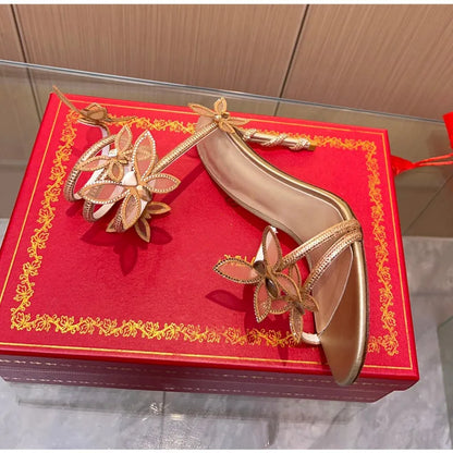 Crystal Butterfly Sandals – Sexy High Heel Gladiator Style