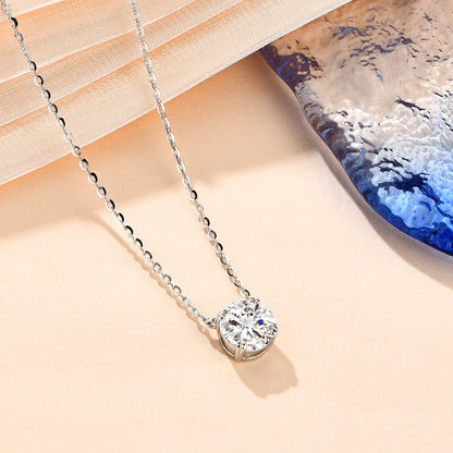 Women’s Moissanite Diamond Necklace – Silver Chain
