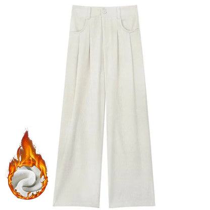 Straight-leg plush thermal trousers for casual wear