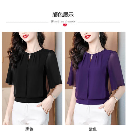 Women’s summer half-sleeve chiffon blouse