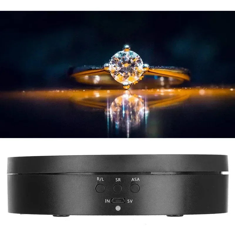 Remote-controlled rotating display for jewelry, collectibles, or video shoots