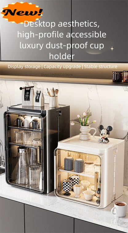 Transparent dustproof cup rack for mugs, tea cups, and coffee accessories