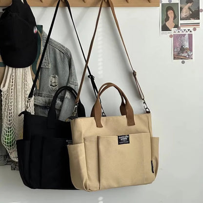 Urban Canvas Tote – Large Capacity Shoulder Bag for Students