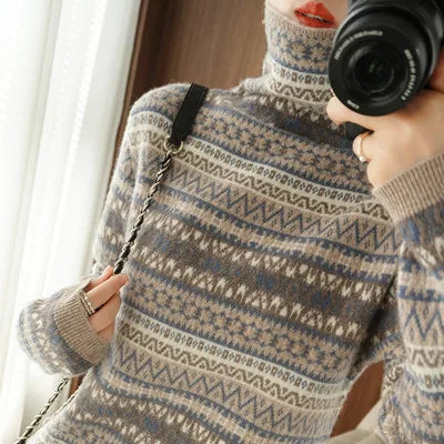 Women’s 100% wool cashmere high-neck sweater