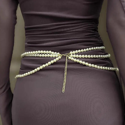 Y2K Pearl Waist Chain – Multilayer Body Jewelry for Women